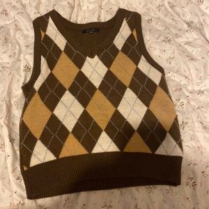 Brown, Beige, and white sweater vest!